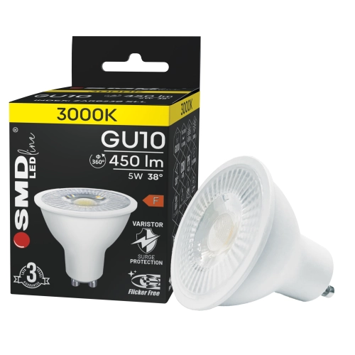 $ ŻARÓWKA GU10 LED SMD LEDline 5W WW 38st. 0530